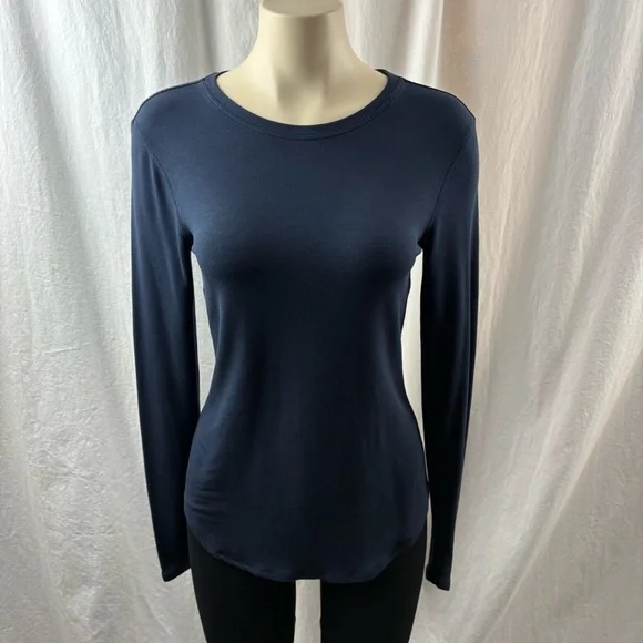 Kit and Ace Navy Crew Neck Cashmere Blend Long Sleeve Top 6 - Picture 3 of 11